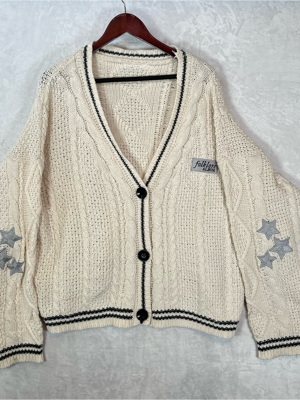 Taylor swift cardigan Womens M/L cream Folklore Album Star Sweater Button Up
